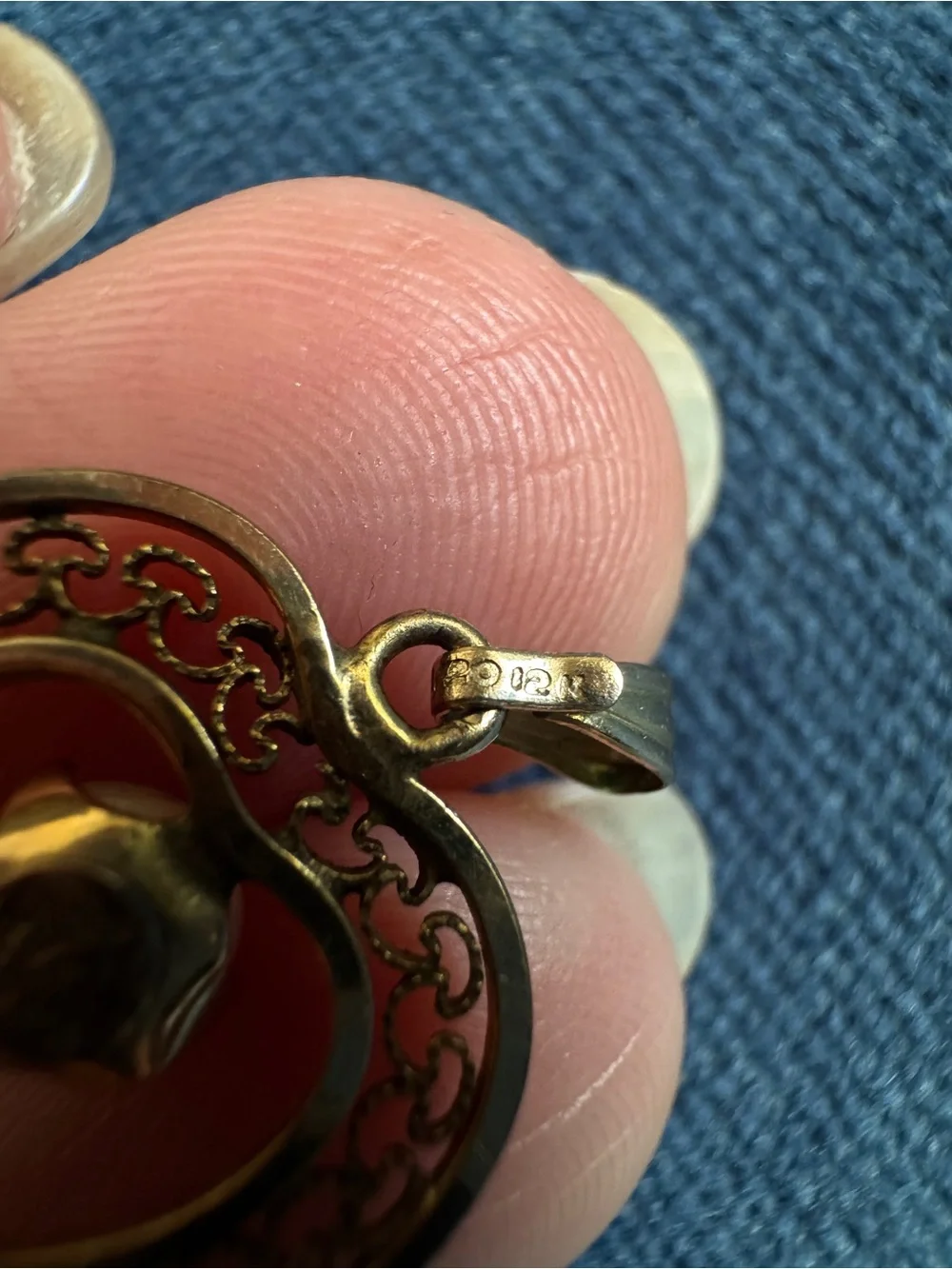 Vintage 12k GF small Pearl  Heart Pendant